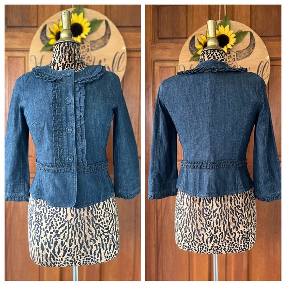 Loft blue jean jacket Sz 4 Petite - Picture 8 of 8
